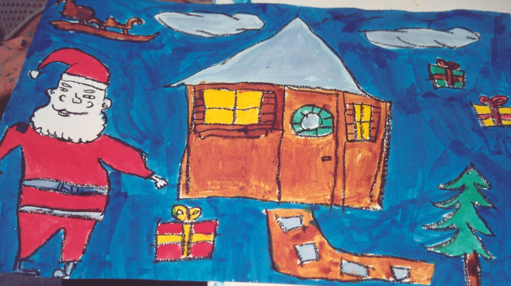 paysage de Noël aux encres