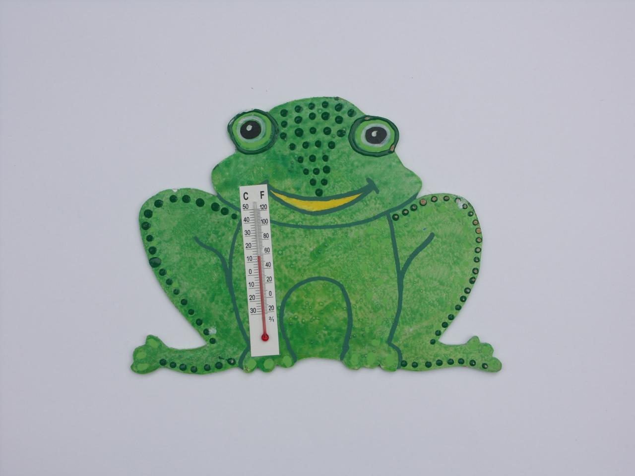 grenouille thermomètre en bois